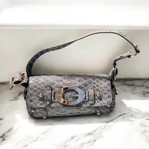 Vintage Guess Blue/Gray Snakeskin texture Mini Bag With Huge G Hardware